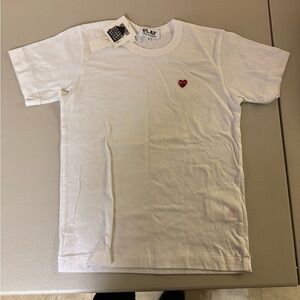 Comme des Garçons Play White Tee with Red Accent
